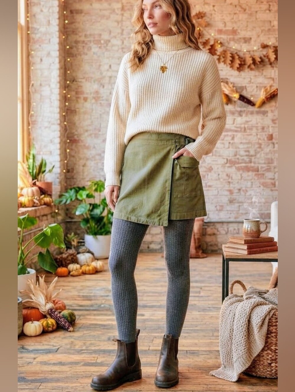 Urban Outfitters Cargo Utility Wrap Mini Skirt - Olive Khaki Size XS , NWT